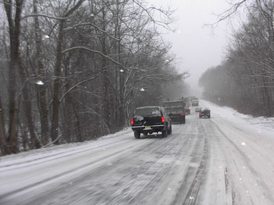 Traveling behind the snow plow on Route 23 North in Kinnelon, New Jersey