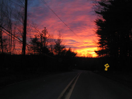 Winter sunrise on Kanhaus Mountain in West Milford, New Jersey