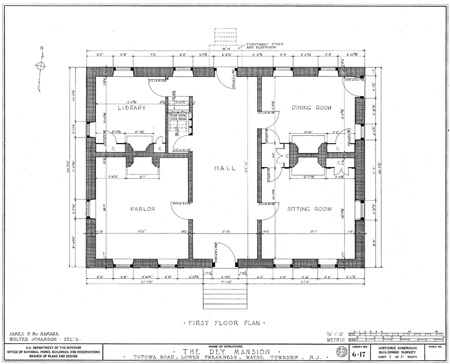 first floor  plan of Dey Mansion in Wayne, New Jersey