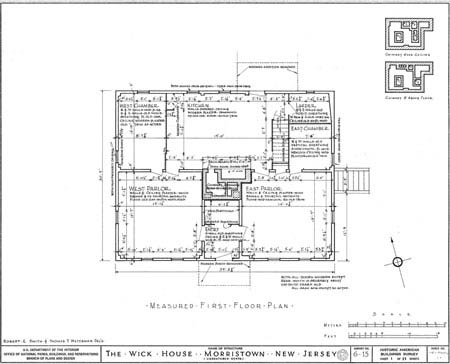 Architectural drawing of teh Wick House first floor plan