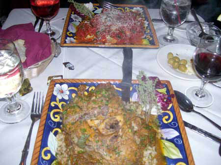 Dinner at Monicas in Pompton Lakes, Osso Buco with Rissoto and Seafood  Platter