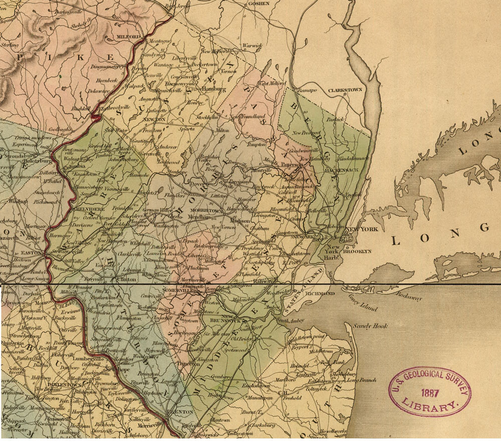 USGS Survey map of New Jersey circa1839