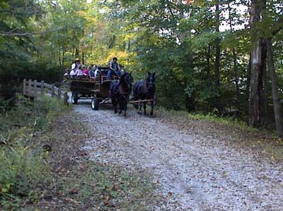 Horse carriage ride through Long Pond Ironworks National Historic Area in Hewitt, New Jersey