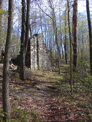 Old stone foundation near Hanks Pond in West Milford