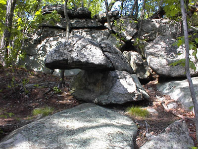 overhanging rock near  the summit of High Mountain in the Pyramid Mountain Natural Historic Area, Boonton, New Jersey