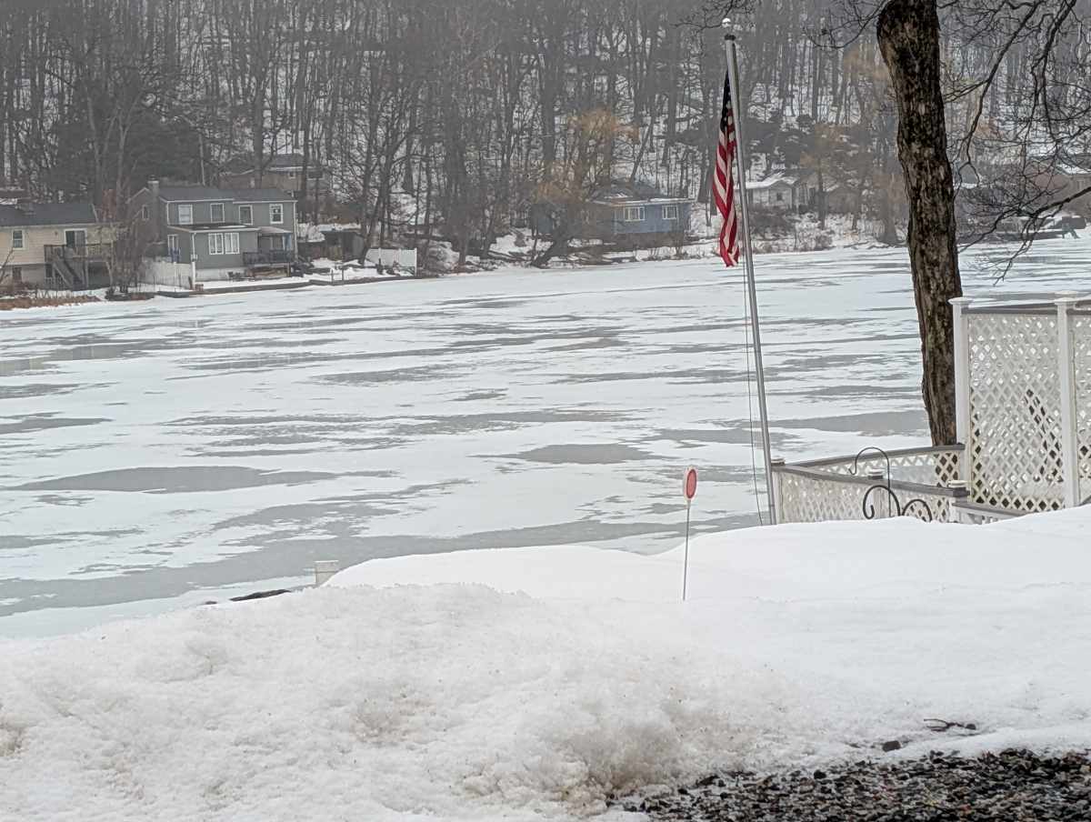 Frozen Gordon Lake                                                   feeder Bearfort                                                    Mountain